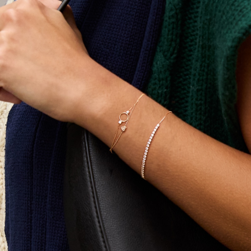 Main Image 4 of 2mm Cubic Zirconia Bolo Bracelet in 10K Gold - 9"