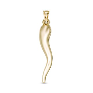 Large Italian Horn Necklace Charm in 10K Gold