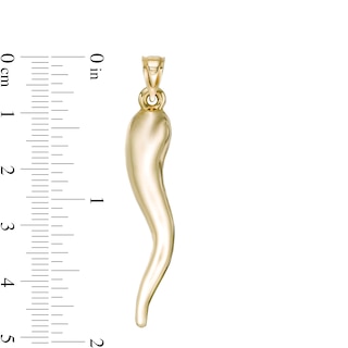 Large Italian Horn Necklace Charm in 10K Gold