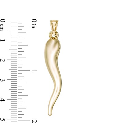 Large Italian Horn Necklace Charm in 10K Gold