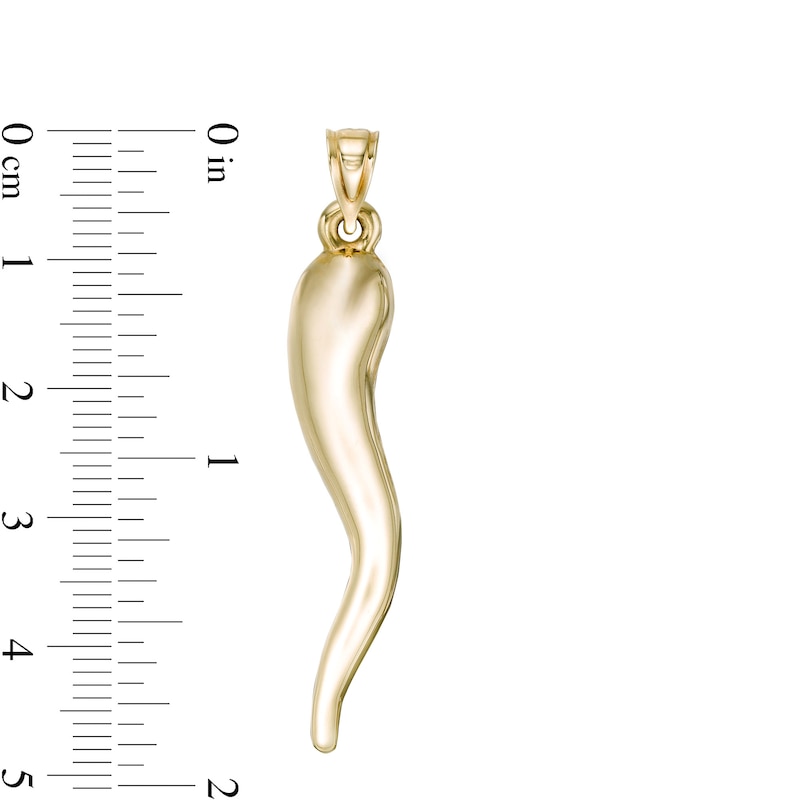Main Image 2 of Large Italian Horn Necklace Charm in 10K Gold