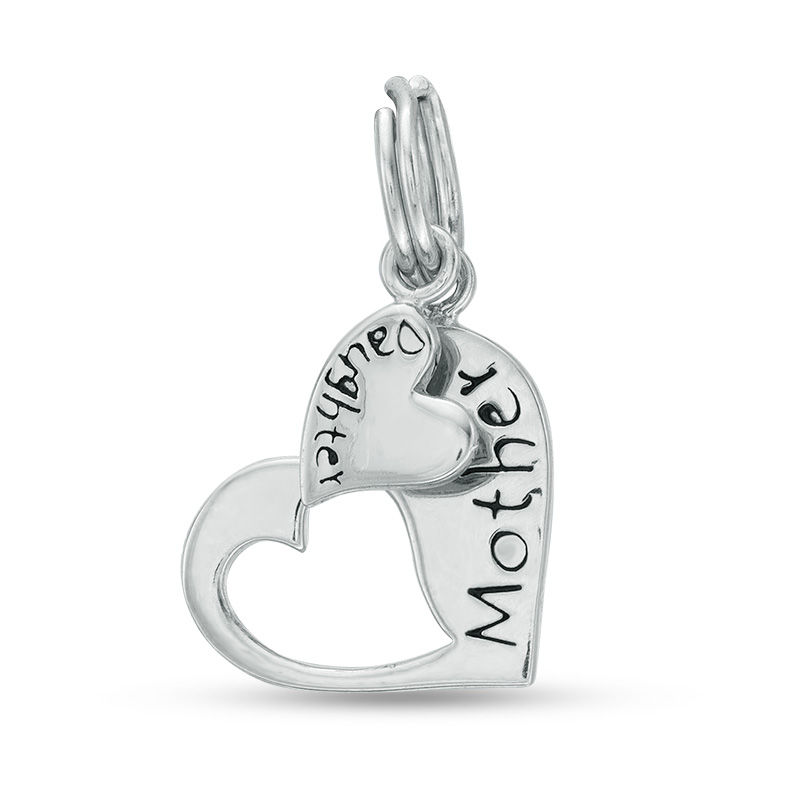 Main Image 1 of Mother/Daughter Double Heart Charm in Sterling Silver