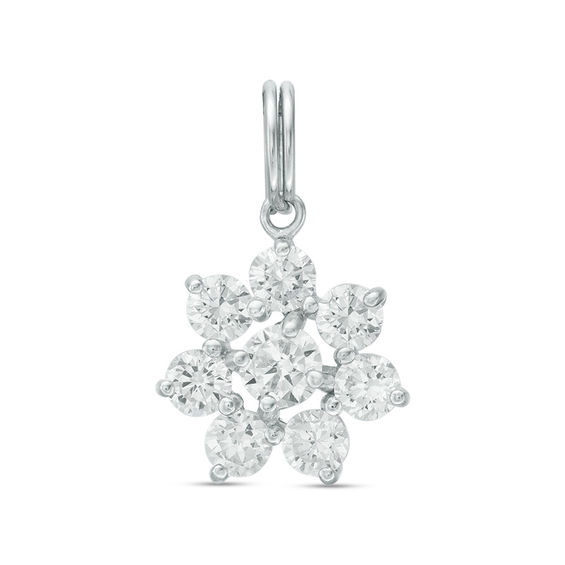 Cubic Zirconia Flower Cluster Charm in Sterling Silver