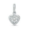 Cubic Zirconia Cluster Heart Charm in Sterling Silver