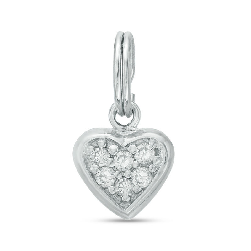 Cubic Zirconia Cluster Heart Charm in Sterling Silver | Banter