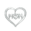 Thumbnail Image 1 of Cubic Zirconia "MOM" Heart Pendant Charm in Sterling Silver