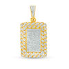 Thumbnail Image 1 of 1/3 CT. T.W. Diamond Curb Chain Link Frame Dog Tag Necklace Charm in Sterling Silver with 14K Gold Plate