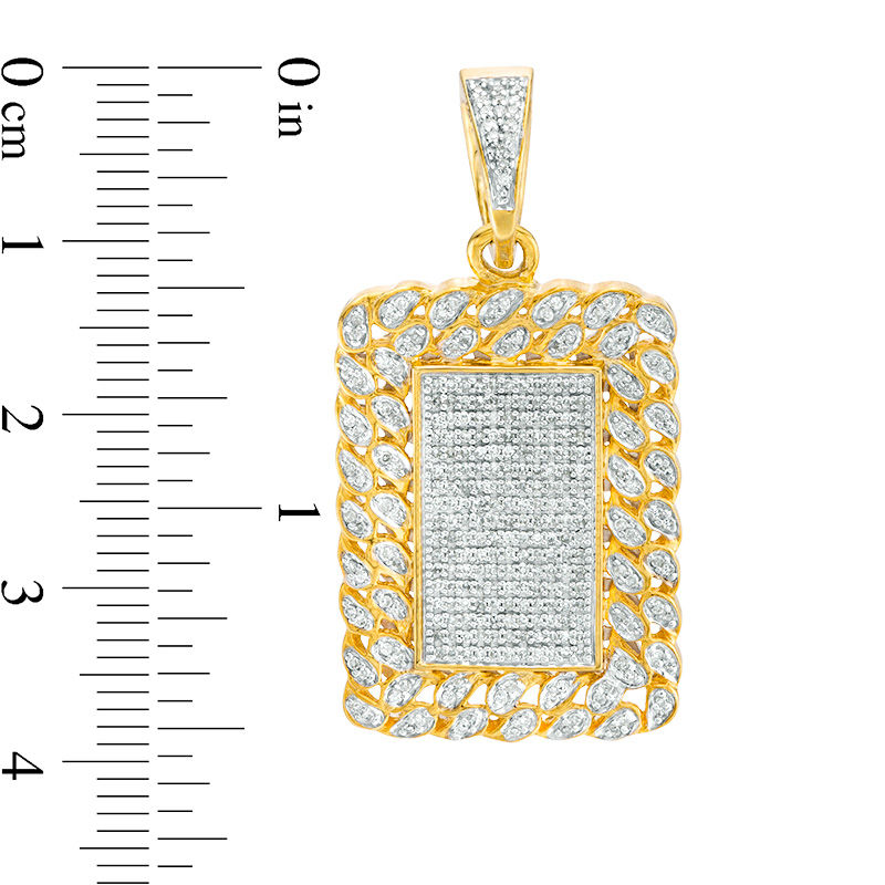Main Image 2 of 1/3 CT. T.W. Diamond Curb Chain Link Frame Dog Tag Necklace Charm in Sterling Silver with 14K Gold Plate