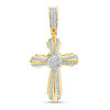 Thumbnail Image 1 of 1/8 CT. T.W. Diamond Sunburst Cross Necklace Charm in 10K Gold