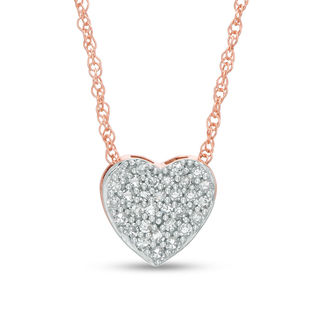 1/10 CT. T.W. Composite Diamond Heart Pendant in 10K Rose Gold