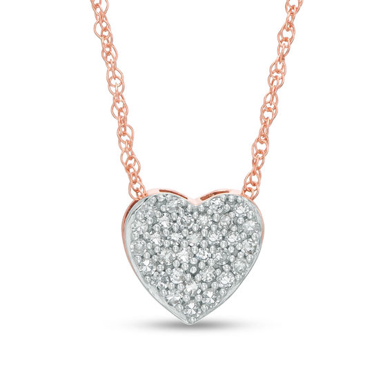 1/10 CT. T.W. Composite Diamond Heart Pendant in 10K Rose Gold