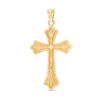 Thumbnail Image 0 of Diamond-Cut Floral Cross Pendant Charm in 10K Gold