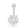 Thumbnail Image 0 of Solid Stainless Steel CZ Flower Curved Belly Button Ring - 14G