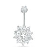 Thumbnail Image 0 of Solid Stainless Steel CZ Flower Curved Belly Button Ring - 14G