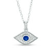 Thumbnail Image 1 of 3.5mm Lab-Created Blue and White Sapphire Evil Eye Pendant in Sterling Silver