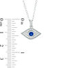 Thumbnail Image 2 of 3.5mm Lab-Created Blue and White Sapphire Evil Eye Pendant in Sterling Silver
