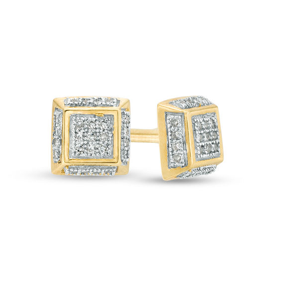 1/20 CT. T.W. Composite Diamond Square Dimensional Stud Earrings in 10K Gold