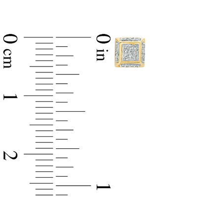 1/20 CT. T.W. Composite Diamond Square Dimensional Stud Earrings in 10K Gold