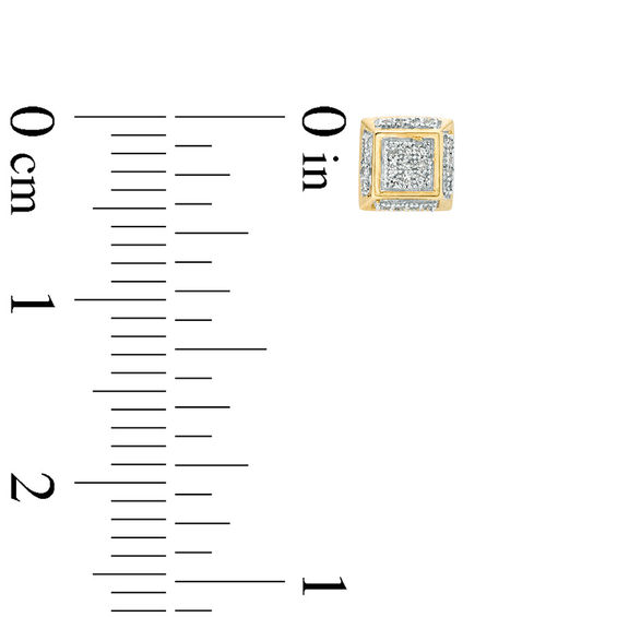 1/20 CT. T.W. Composite Diamond Square Dimensional Stud Earrings in 10K Gold