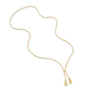 016 Gauge Rope Chain with Bead and Tassel Lariat-Style Bolo Necklace in 10K Gold Bonded Sterling Silver - 30"