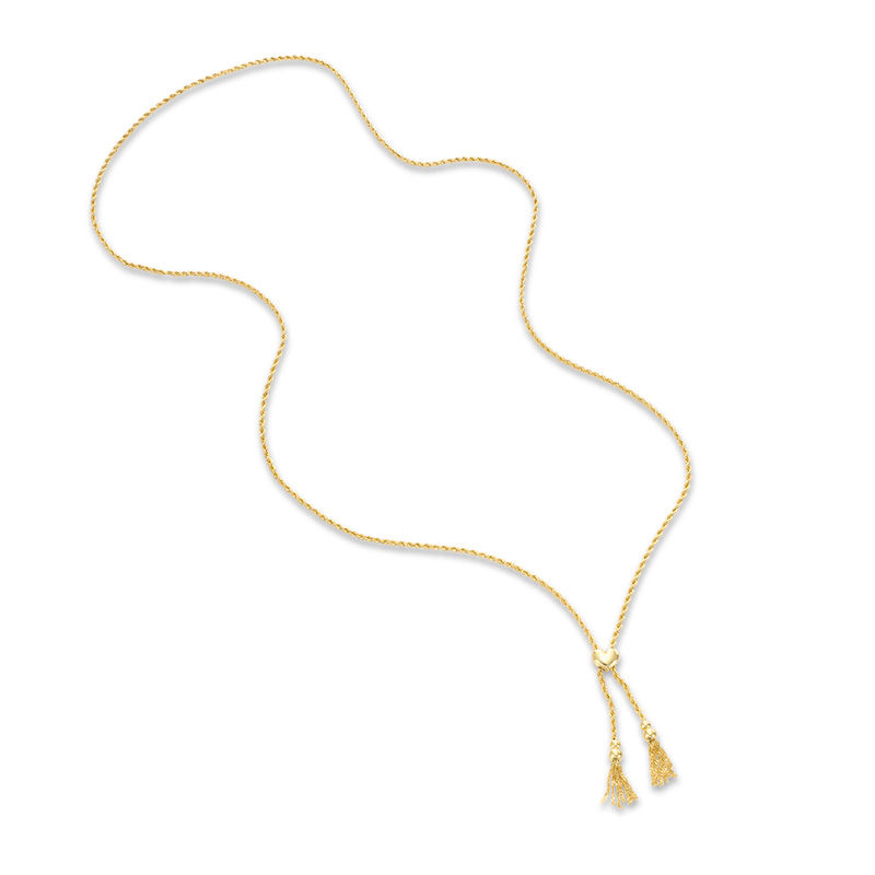 Main Image 1 of 016 Gauge Rope Chain with Bead and Tassel Lariat-Style Bolo Necklace in 10K Gold Bonded Sterling Silver - 30"