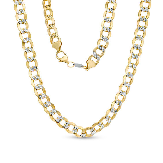 Gauge Reversible Pavé Curb Chain Necklace in Sterling Silver and 10K Gold Bonded Sterling Silver