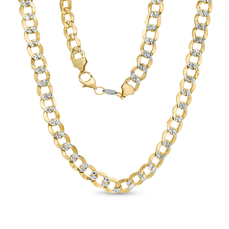 Gauge Reversible Pavé Curb Chain Necklace in Sterling Silver and 10K Gold Bonded Sterling Silver
