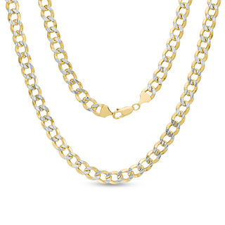 220 Gauge Reversible Pavé Curb Chain Necklace in Sterling Silver and 10K Gold Bonded Sterling Silver - 24"