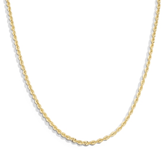 021 Gauge Diamond-Cut Rope Chain Necklace in 14K Hollow Gold