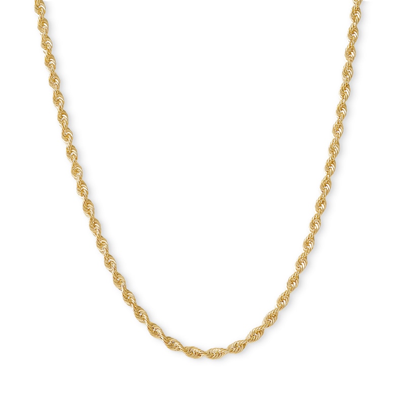 021 Gauge Diamond-Cut Rope Chain Necklace in 14K Hollow Gold - 20"
