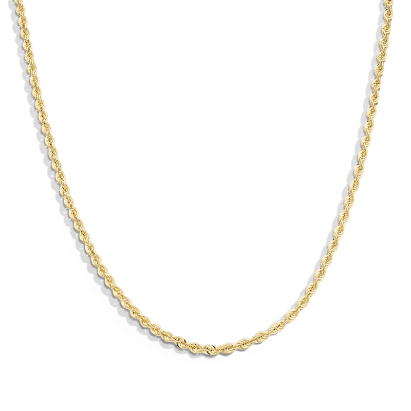 021 Gauge Diamond-Cut Rope Chain Necklace in 14K Hollow Gold - 20"