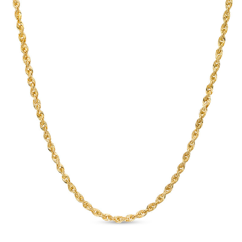 021 Gauge Diamond-Cut Rope Chain Necklace in 14K Hollow Gold - 22"