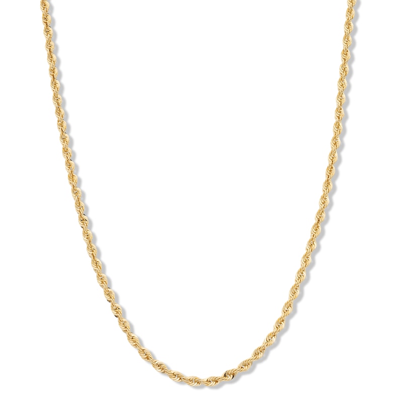 Main Image 1 of 14K Hollow Gold Diamond-Cut Rope Chain - 22"
