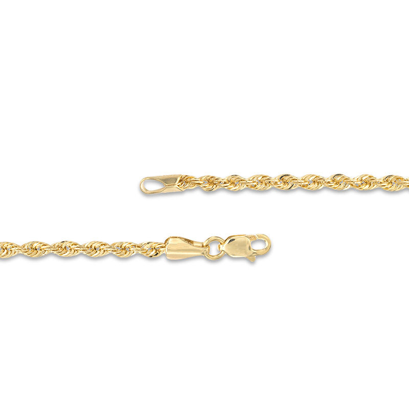 021 Gauge Diamond-Cut Rope Chain Necklace in 14K Hollow Gold - 22"