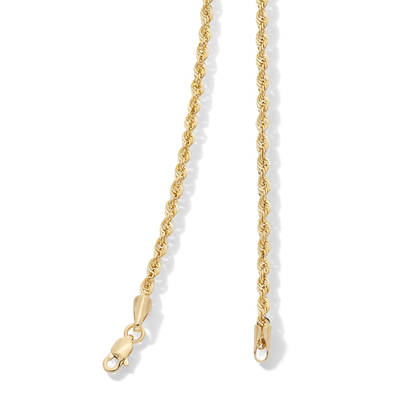 Main Image 3 of 14K Hollow Gold Diamond-Cut Rope Chain - 22"