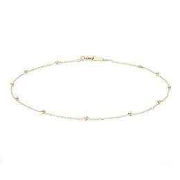 Bead Station Anklet in 10K Solid Gold - 10&quot;