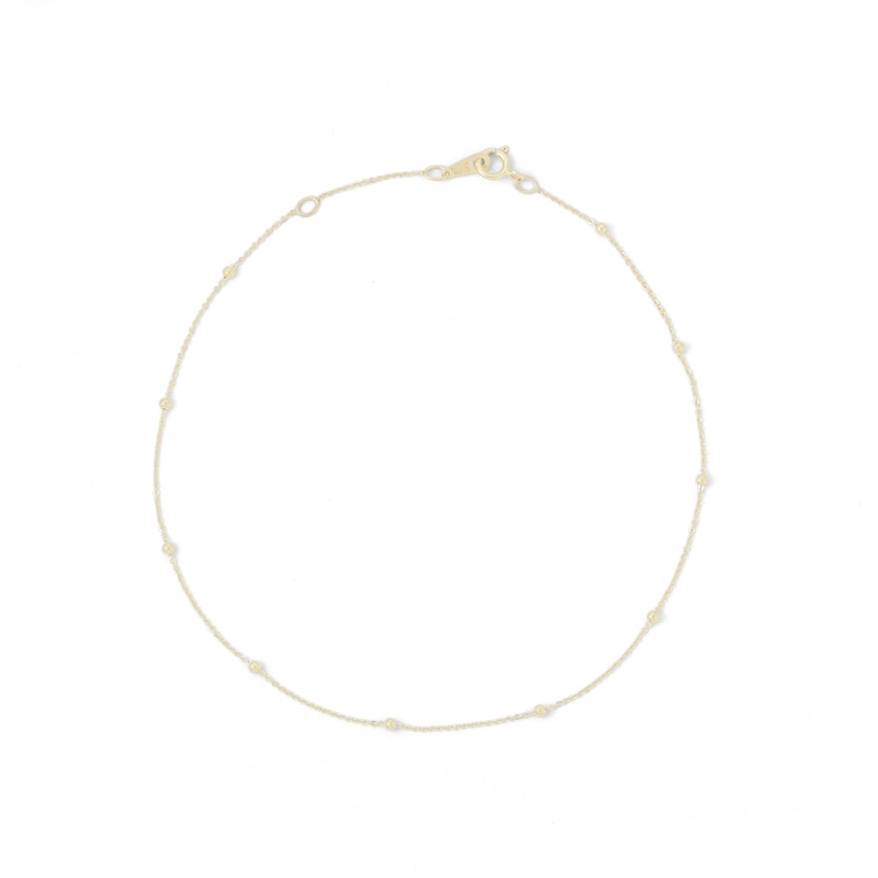 Main Image 2 of 10K Solid Gold Bead Station Anklet
