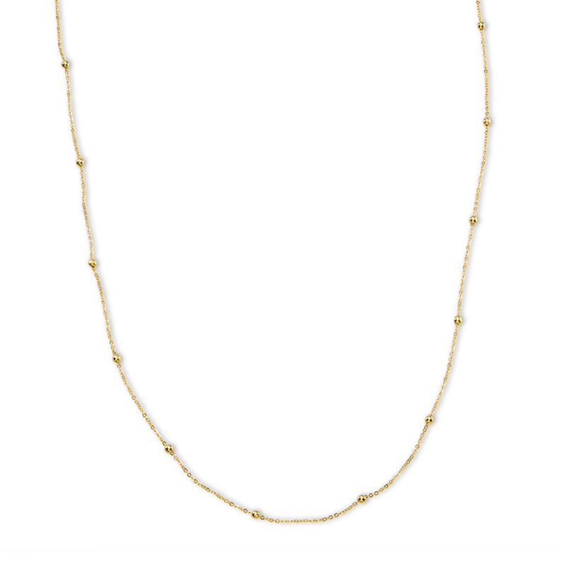 Bead Station Necklace in 10K Gold - 36"