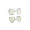 Thumbnail Image 1 of Heart-Shaped and Round Simulated Opal Stud Earrings Set in Sterling Silver