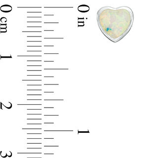 Heart-Shaped and Round Simulated Opal Stud Earrings Set in Sterling Silver