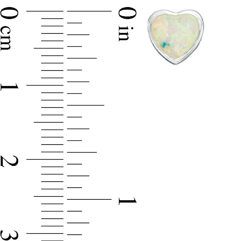 Main Image 2 of Heart-Shaped and Round Simulated Opal Stud Earrings Set in Sterling Silver