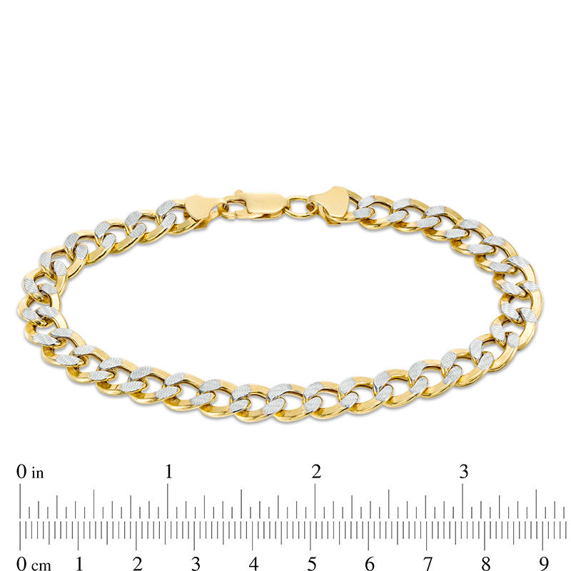 Main Image 2 of 220 Gauge Curb Chain Bracelet in 10K Two-Tone Gold Bonded Sterling Silver - 8.5"