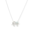 Thumbnail Image 0 of Oval Lab-Created Opal and White Sapphire with Black Spinel Elephant Necklace in Sterling Silver