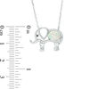 Thumbnail Image 1 of Oval Lab-Created Opal and White Sapphire with Black Spinel Elephant Necklace in Sterling Silver