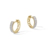 Thumbnail Image 0 of 1/10 CT. T.W. Diamond Double Row Hoop Earrings in 10K Gold