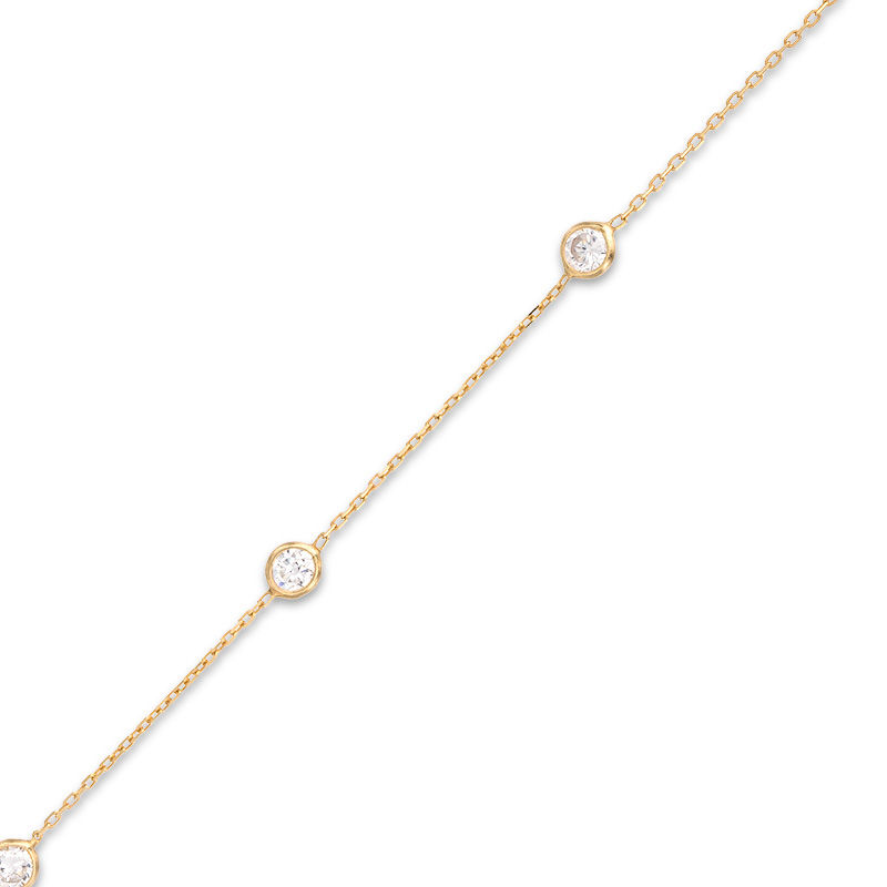 3.5mm Cubic Zirconia Station Anklet in 10K Gold - 10"