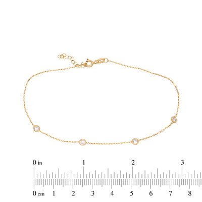 3.5mm Cubic Zirconia Station Anklet in 10K Gold - 10"