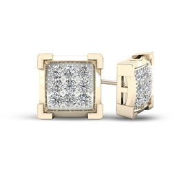 1/20 CT. T.W. Square Composite Diamond V-Prong Stud Earrings in 10K Gold