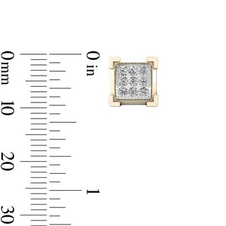 1/20 CT. T.W. Square Composite Diamond V-Prong Stud Earrings in 10K Gold