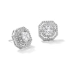 Thumbnail Image 1 of 5mm Princess-Cut Cubic Zirconia Double Octagon Frame Stud Earrings in Solid Sterling Silver
